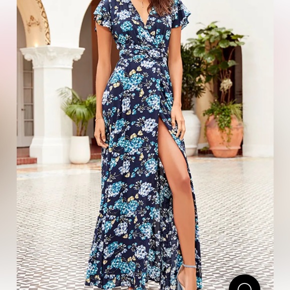 Lulu’s Floral Maxi Wrap Dress - Picture 1 of 7